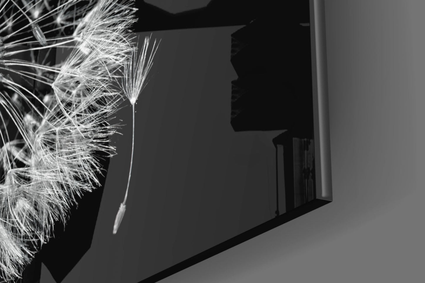 Dandelion Seeds Drifting Glass Wall Art