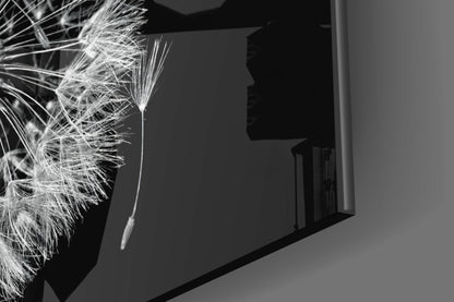 Dandelion Seeds Drifting Glass Wall Art
