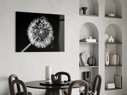 Dandelion Seeds Drifting Glass Wall Art