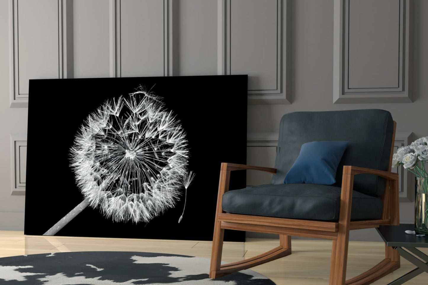 Dandelion Seeds Drifting Glass Wall Art