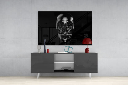 Onyx Skull Glass Wall Art