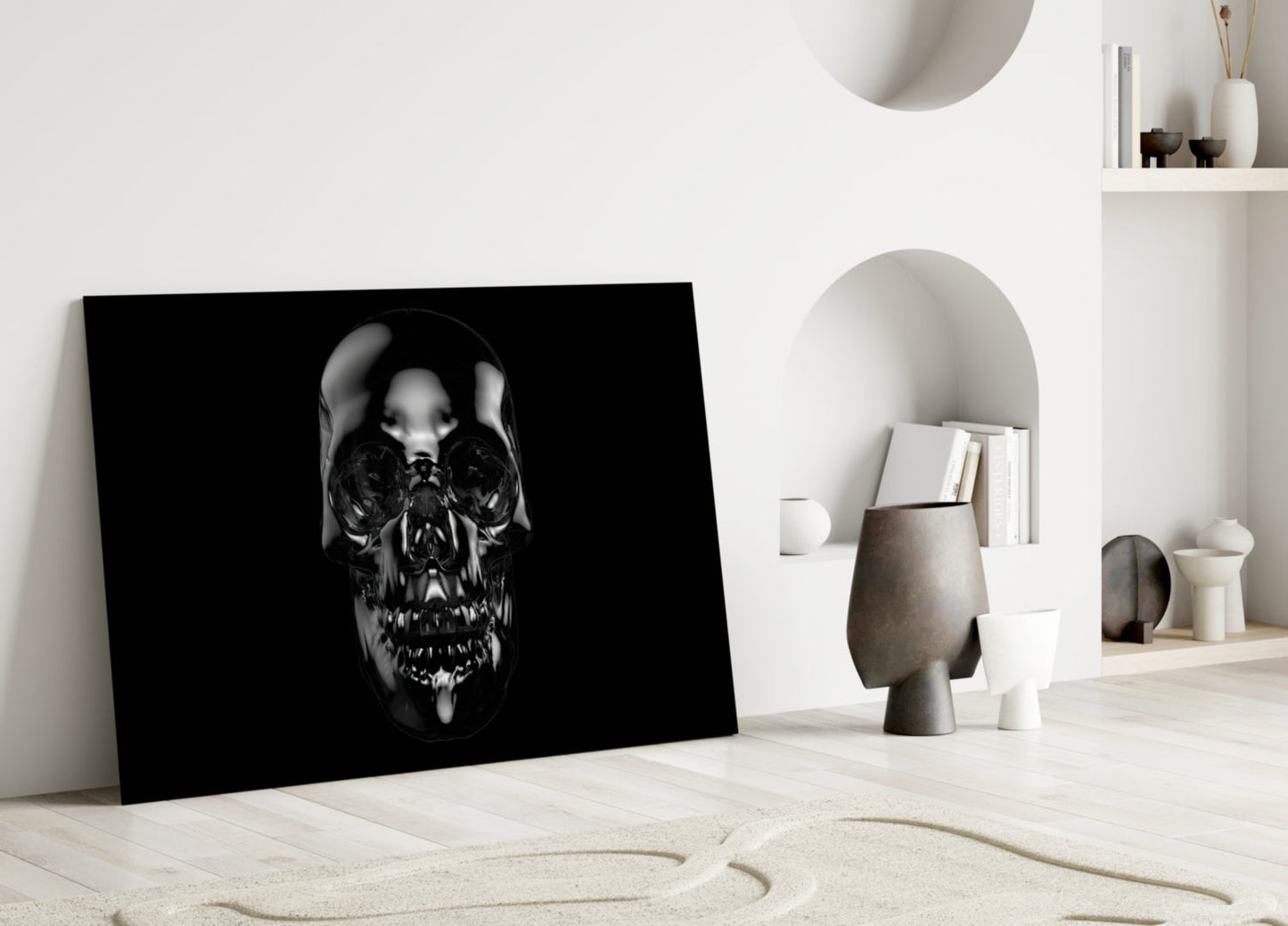 Onyx Skull Glass Wall Art