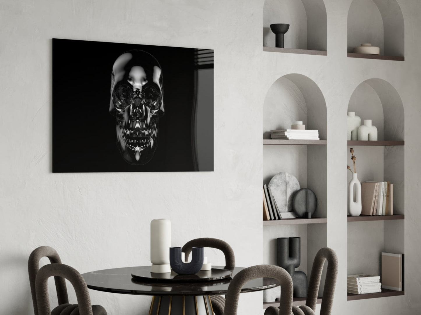 Onyx Skull Glass Wall Art