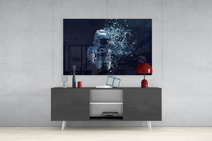 Pixel Astronaut Glass Wall Art