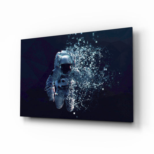 Pixel Astronaut Glass Wall Art