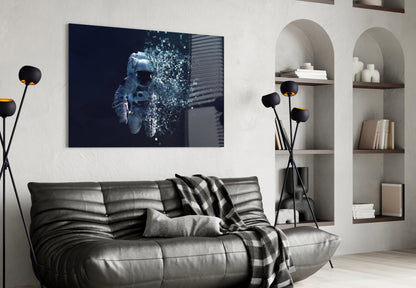 Pixel Astronaut Glass Wall Art