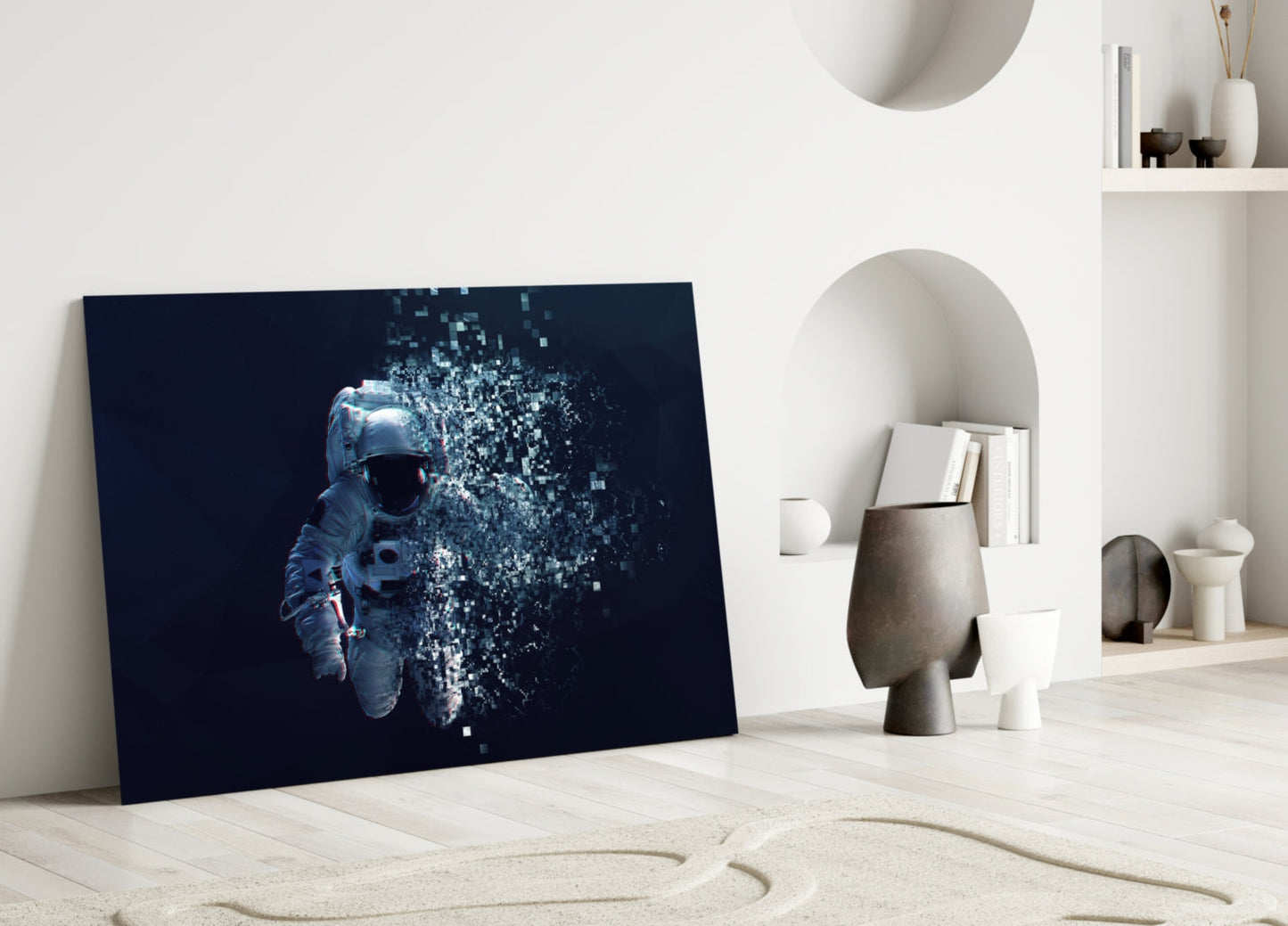 Pixel Astronaut Glass Wall Art