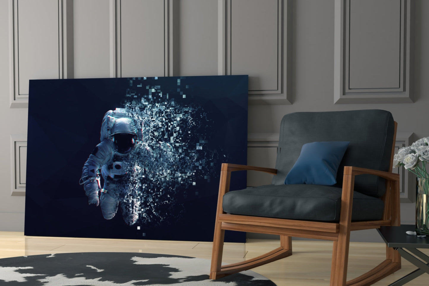 Pixel Astronaut Glass Wall Art