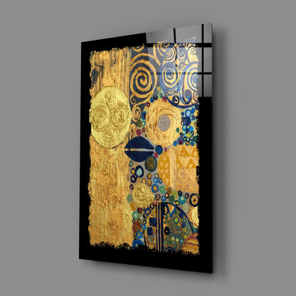 Gold Klimt-Inspired Abstract Glass Wall Art