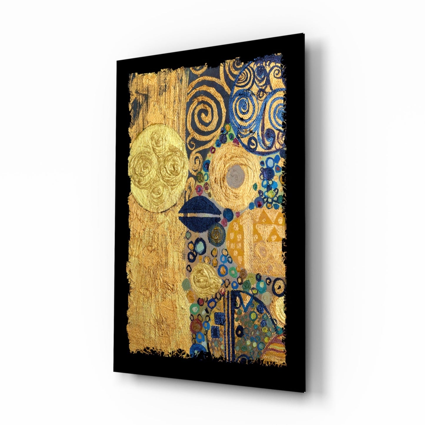 Gold Klimt-Inspired Abstract Glass Wall Art