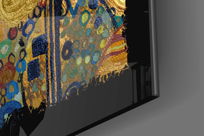 Gold Klimt-Inspired Abstract Glass Wall Art
