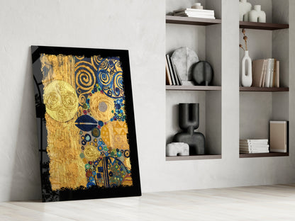 Gold Klimt-Inspired Abstract Glass Wall Art