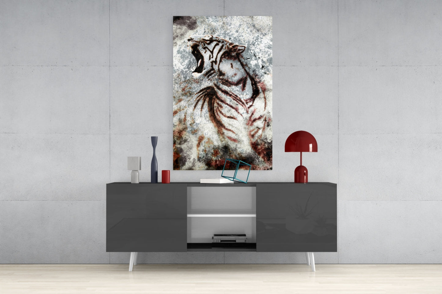 Grunge Tiger Glass Wall Art