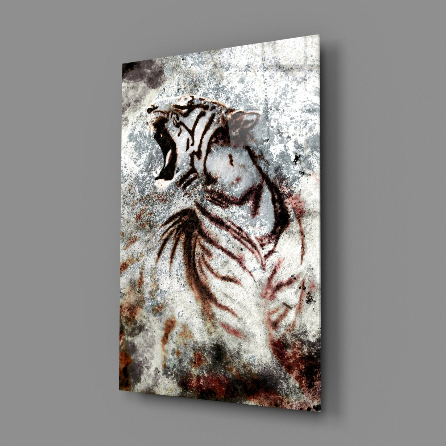 Grunge Tiger Glass Wall Art