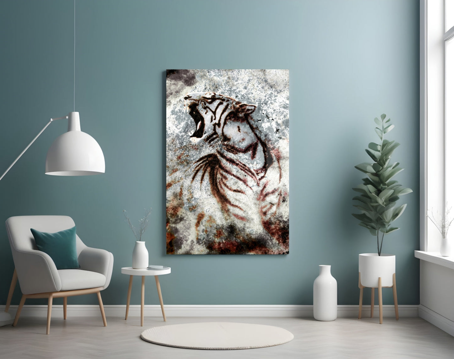 Grunge Tiger Glass Wall Art