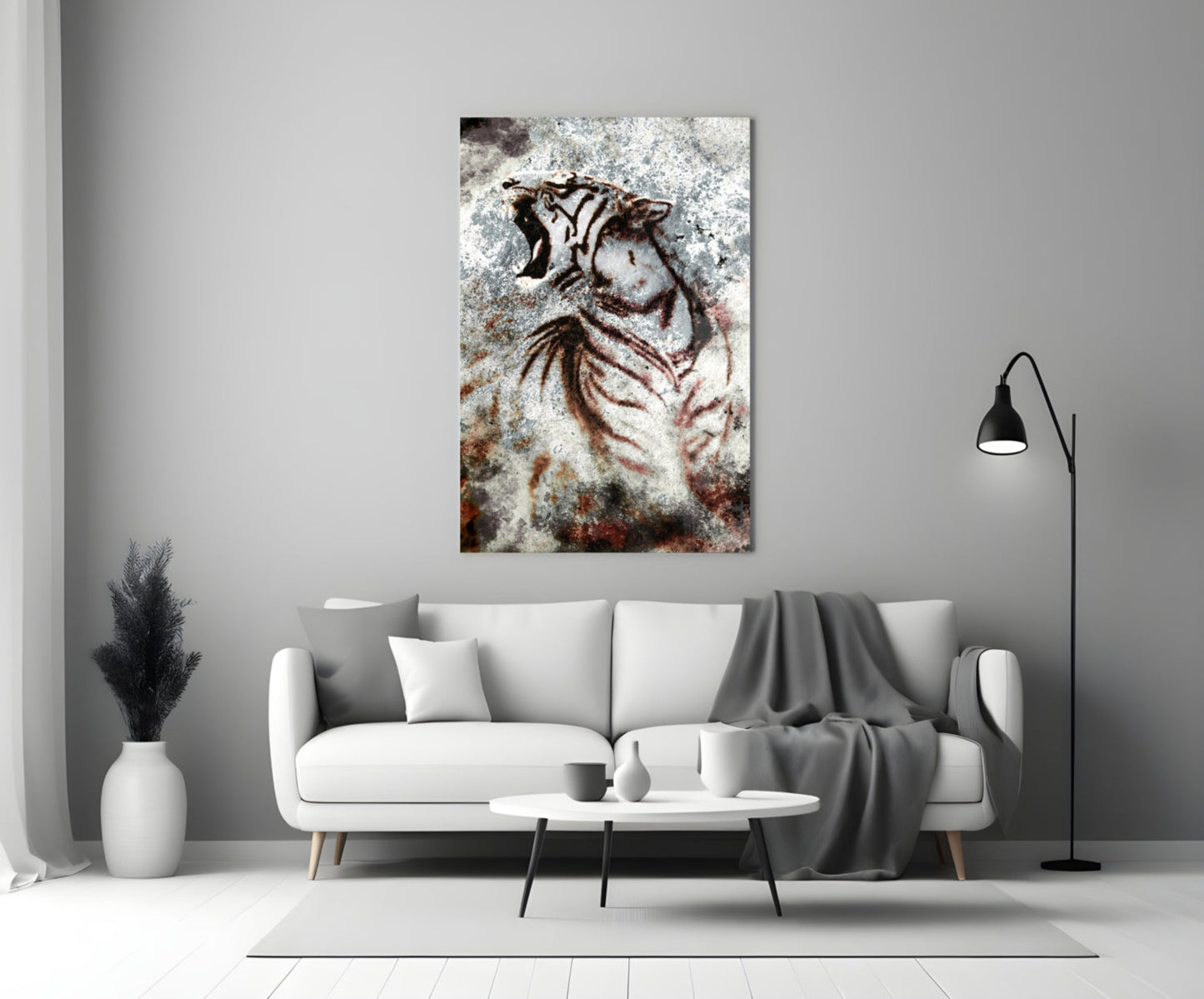 Grunge Tiger Glass Wall Art