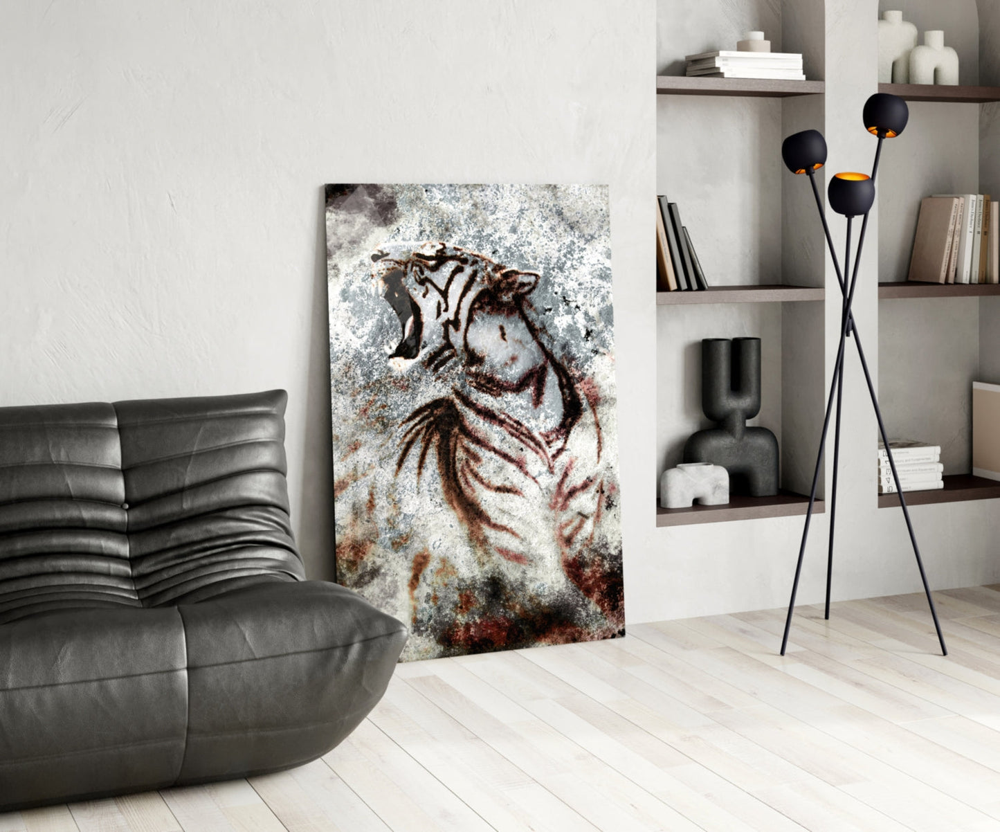 Grunge Tiger Glass Wall Art