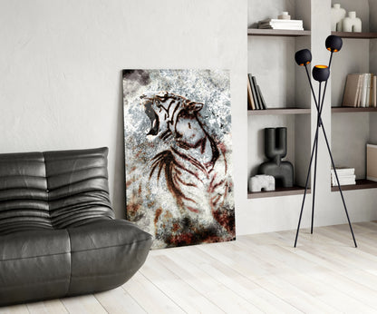 Grunge Tiger Glass Wall Art