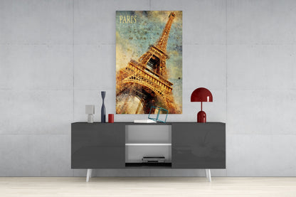 Paris Eiffel Tower Vintage Glass Wall Art