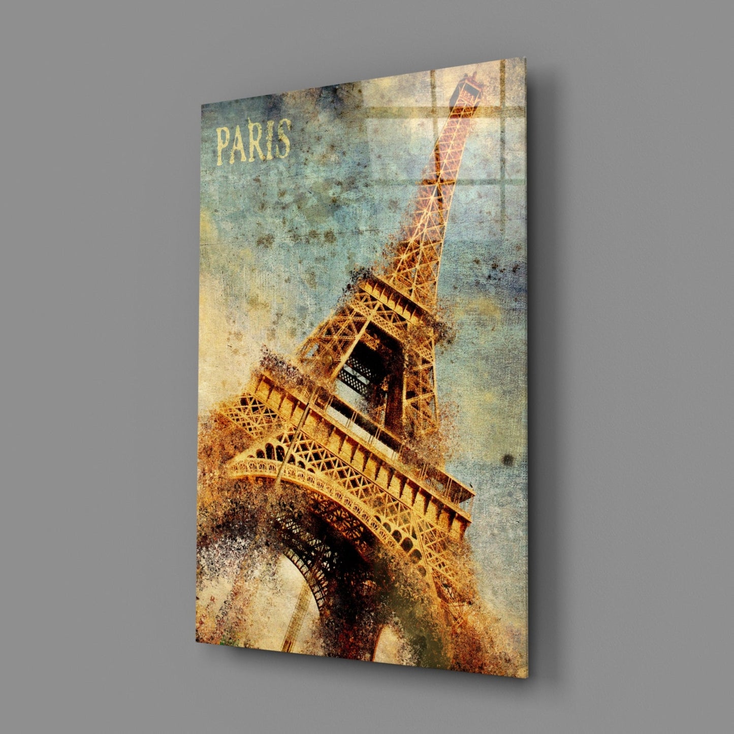 Paris Eiffel Tower Vintage Glass Wall Art