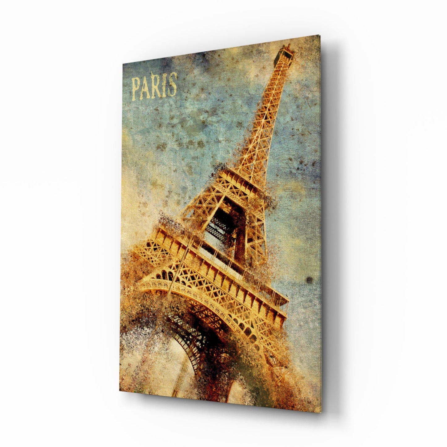 Paris Eiffel Tower Vintage Glass Wall Art