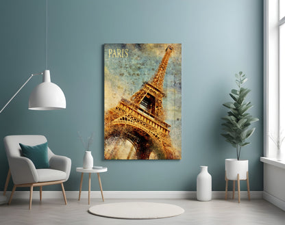 Paris Eiffel Tower Vintage Glass Wall Art
