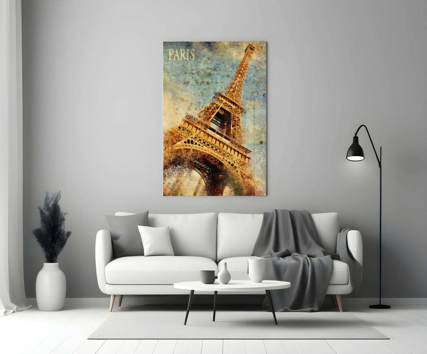 Paris Eiffel Tower Vintage Glass Wall Art