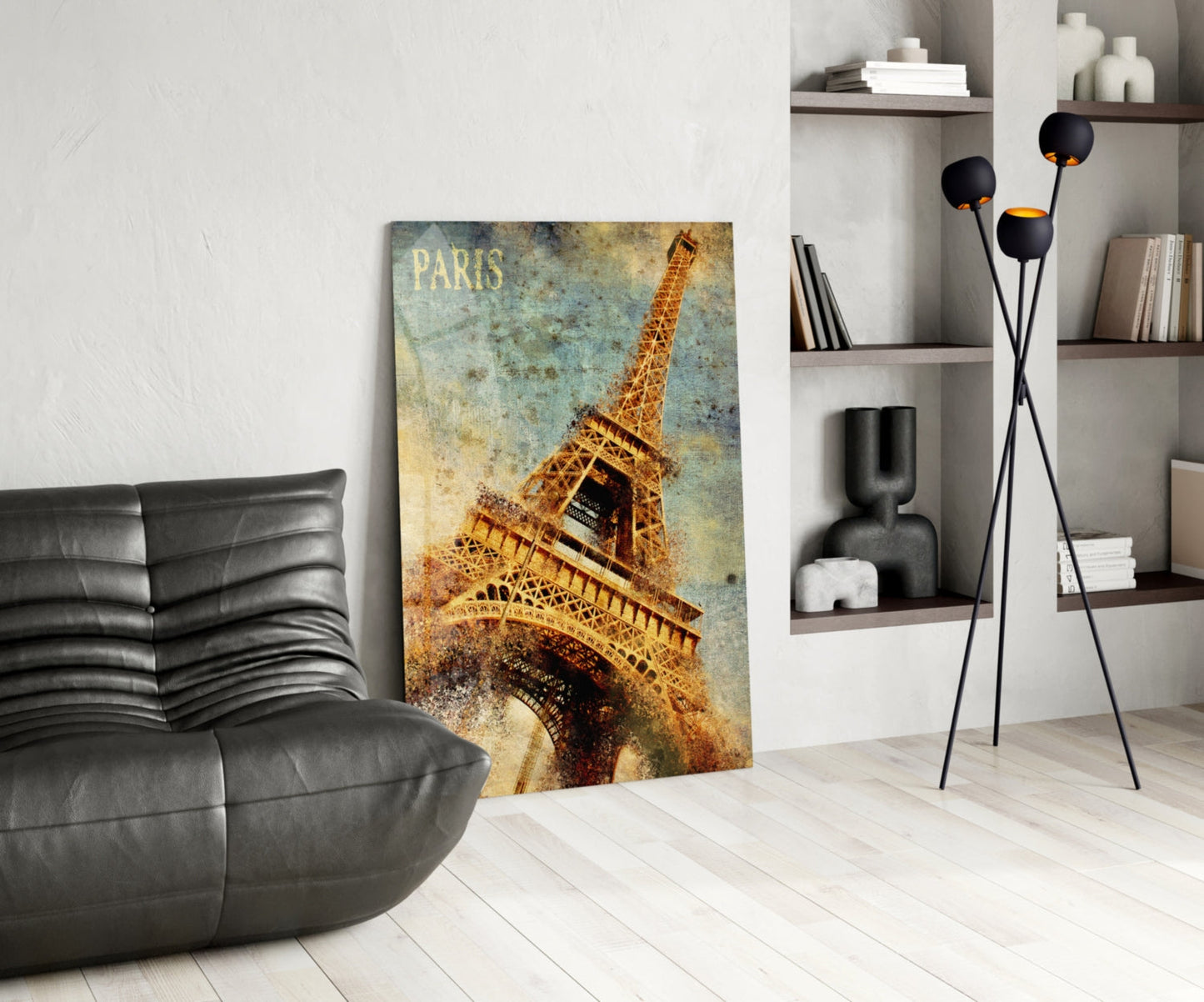 Paris Eiffel Tower Vintage Glass Wall Art