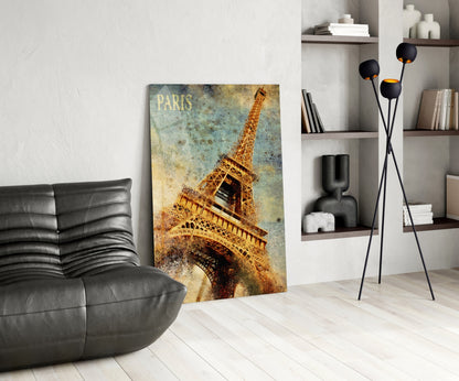 Paris Eiffel Tower Vintage Glass Wall Art