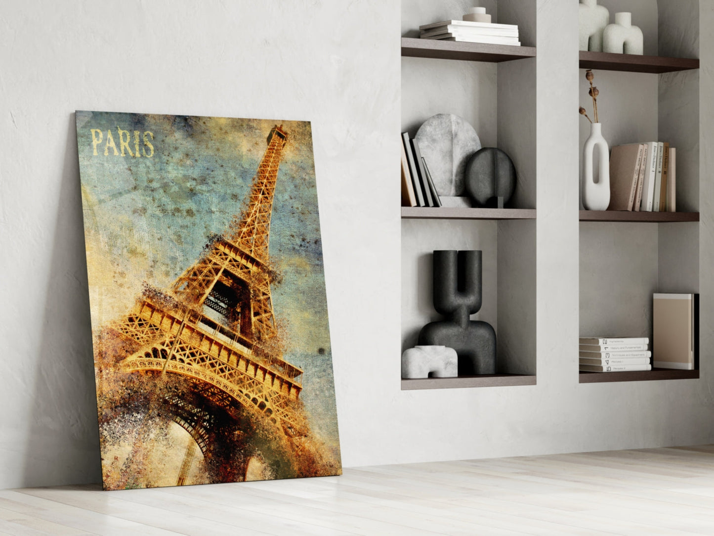Paris Eiffel Tower Vintage Glass Wall Art