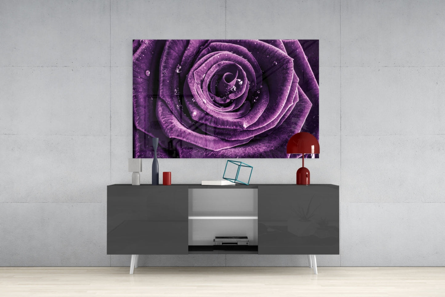 Violet Rose Spiral Glass Wall Art