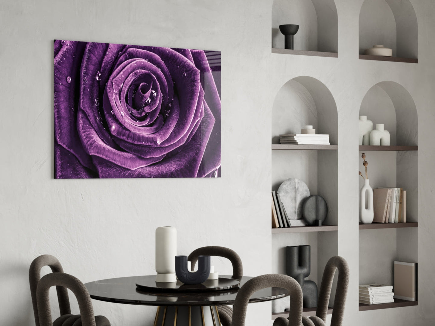 Violet Rose Spiral Glass Wall Art