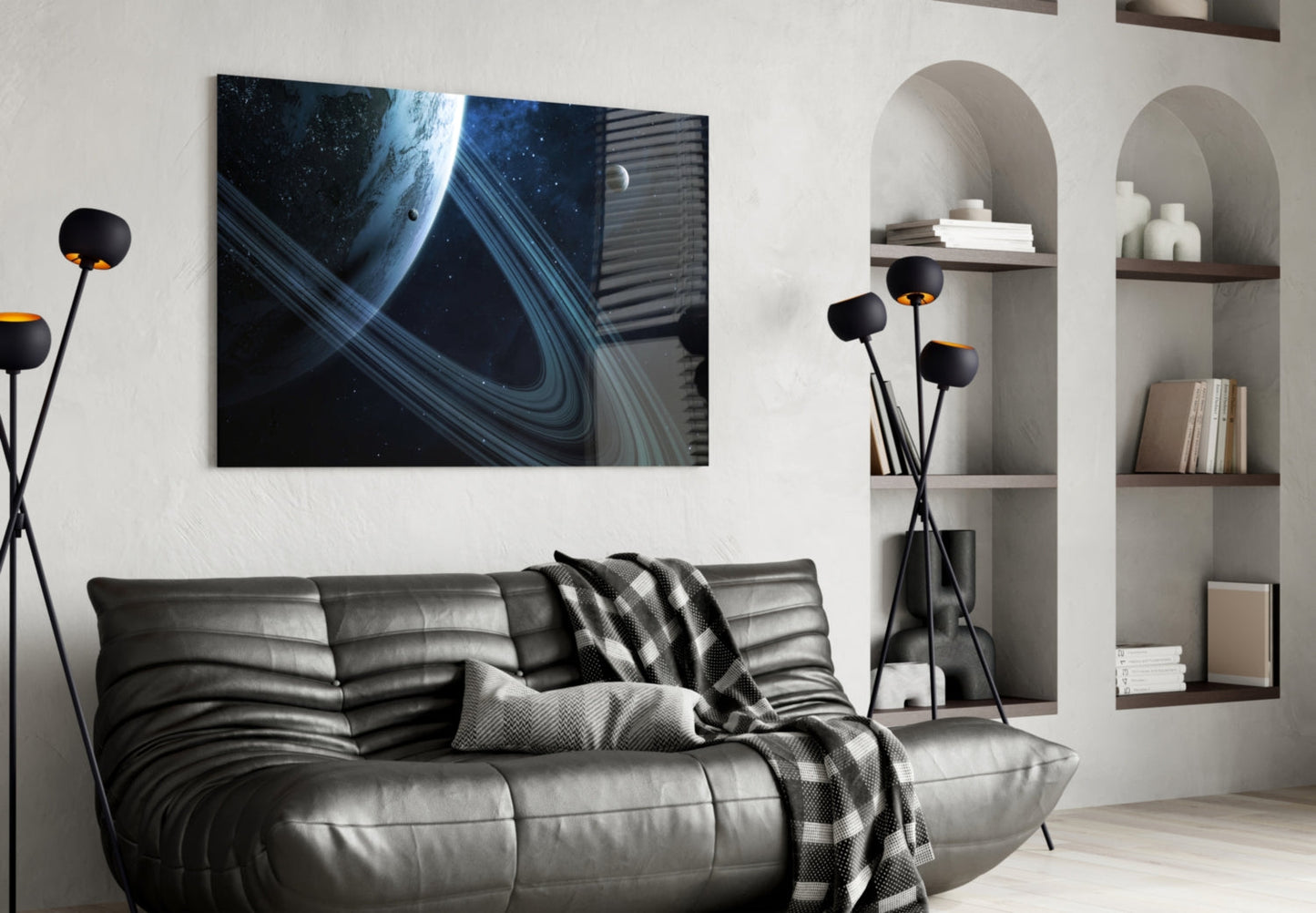 Ringed Planet Glass Wall Art