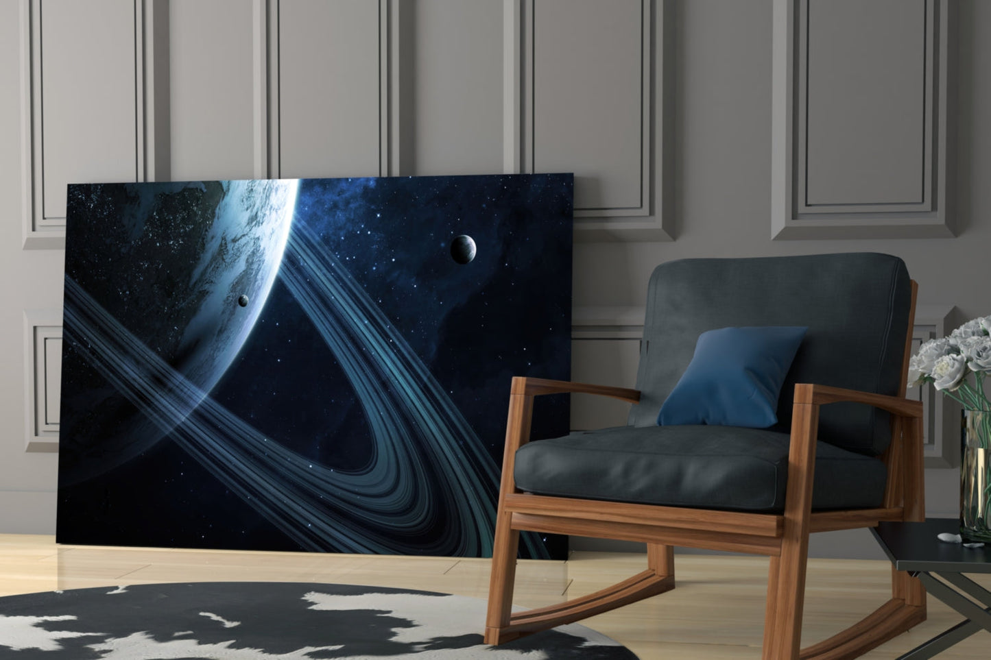 Ringed Planet Glass Wall Art