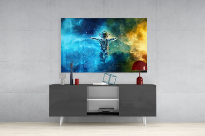Nebula Astronaut Glass Wall Art