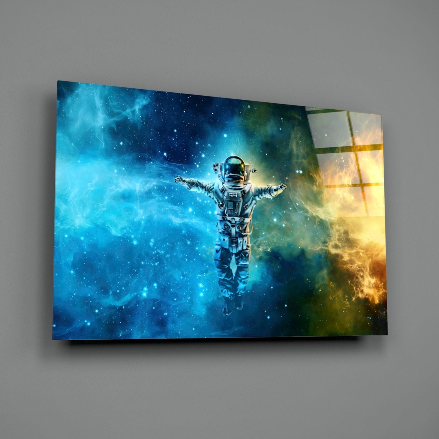 Nebula Astronaut Glass Wall Art
