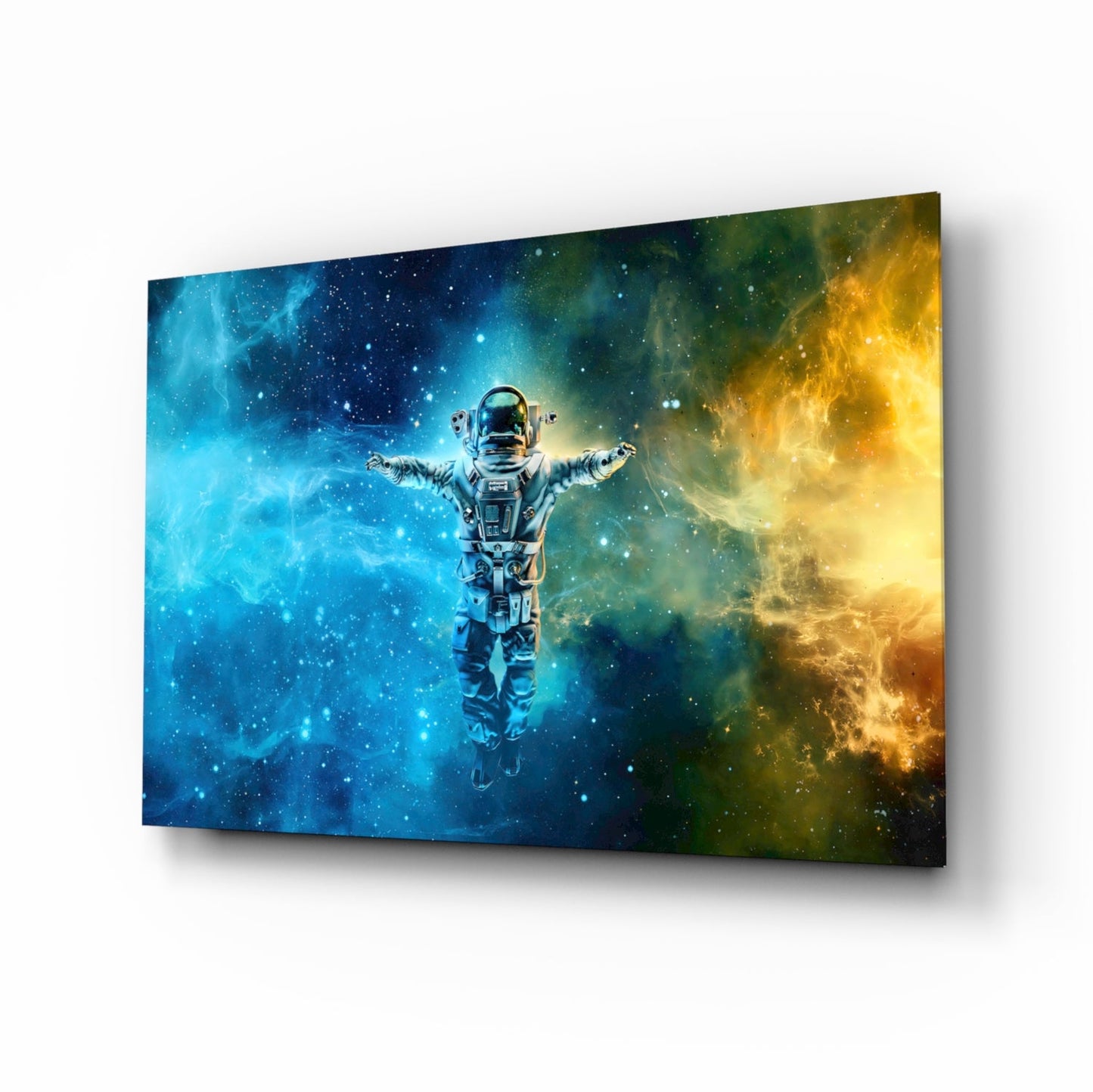 Nebula Astronaut Glass Wall Art