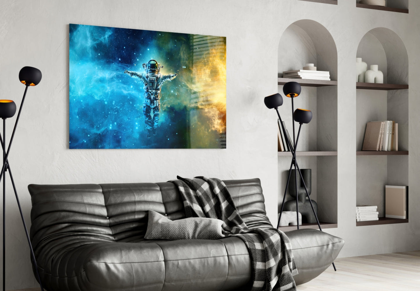 Nebula Astronaut Glass Wall Art