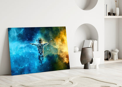 Nebula Astronaut Glass Wall Art
