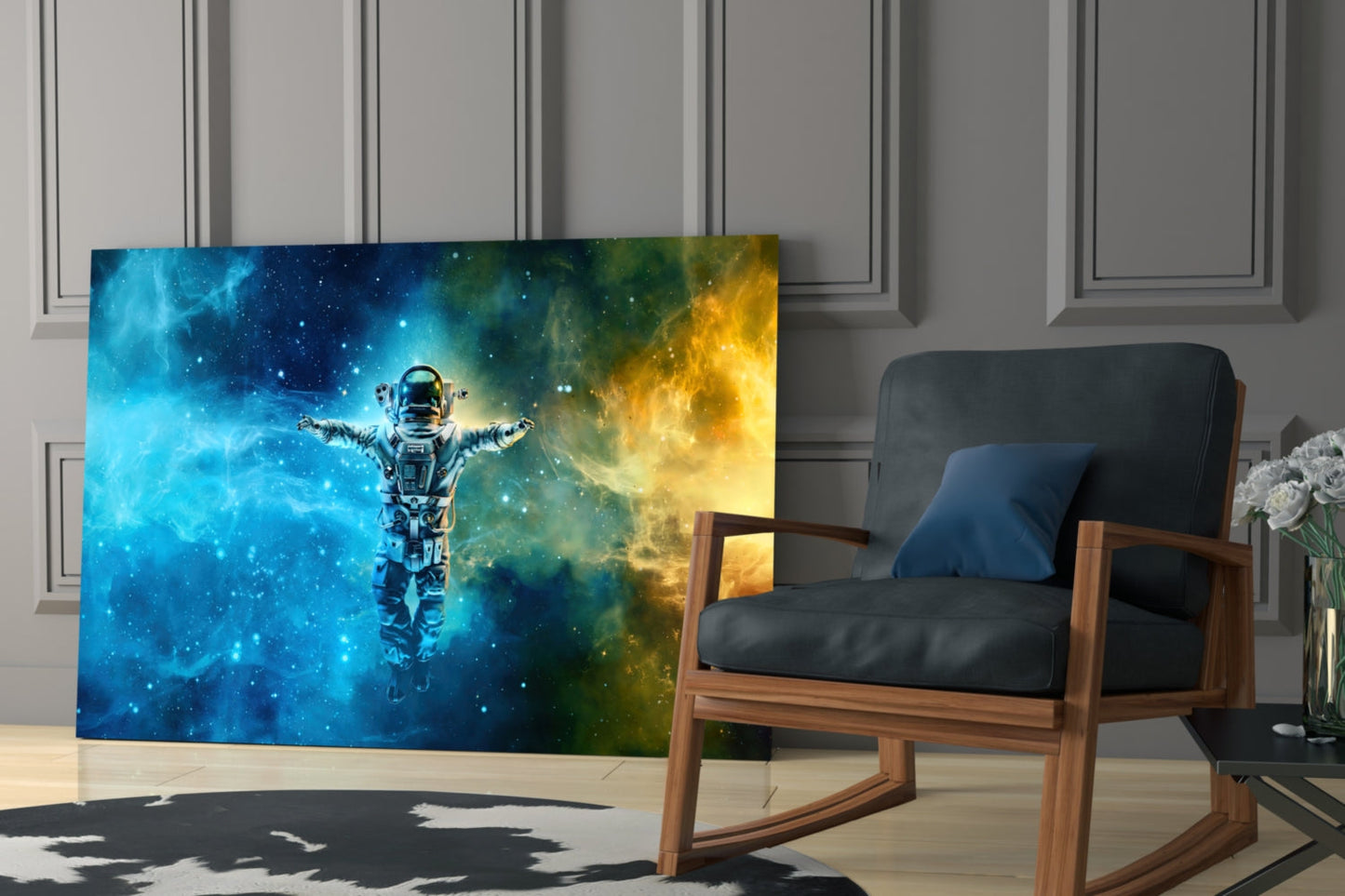 Nebula Astronaut Glass Wall Art
