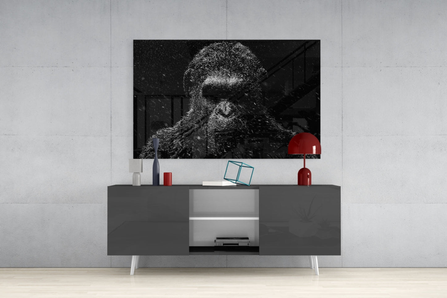 Snow Gorilla Glass Wall Art - Wildlife Photography