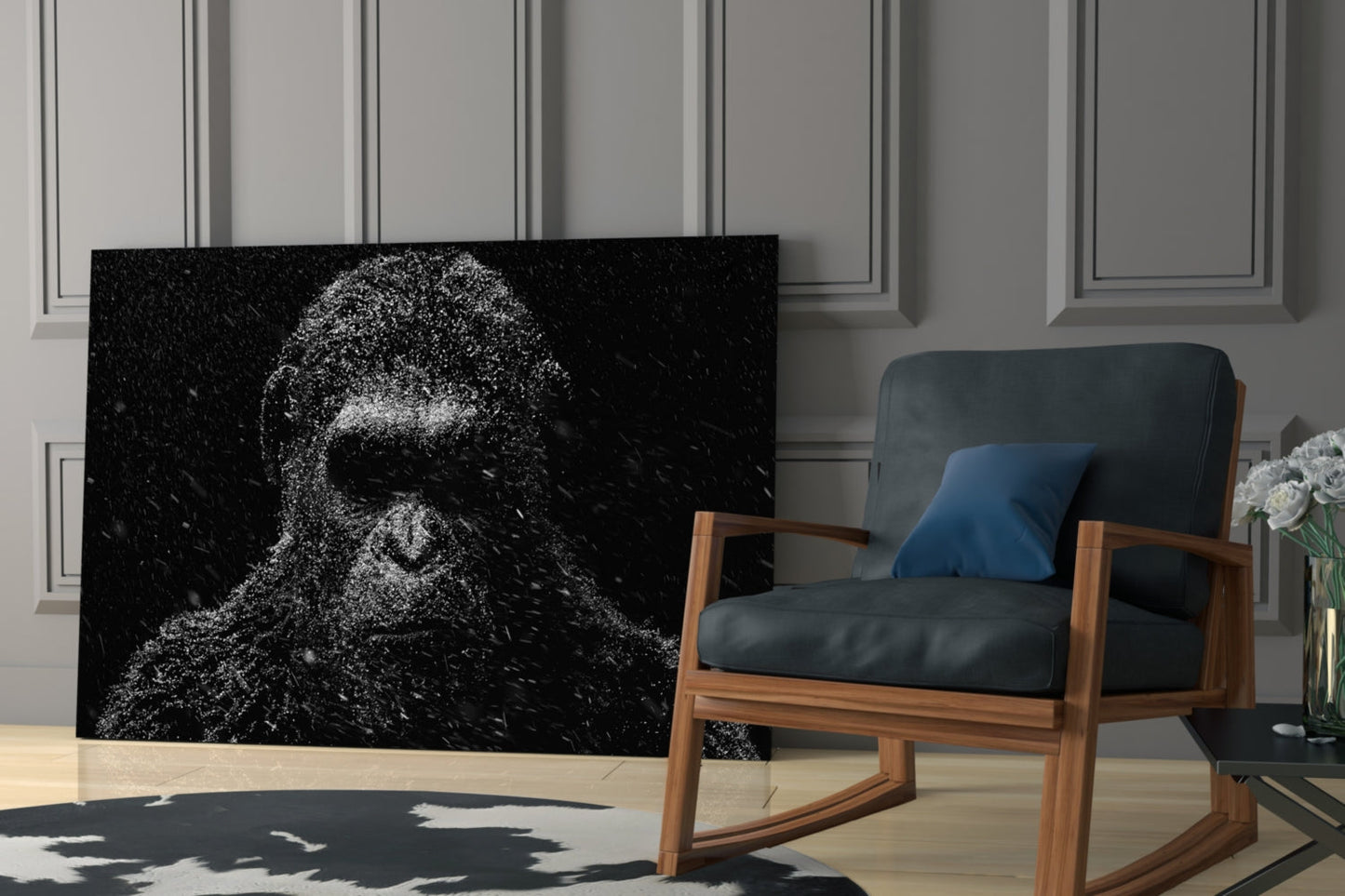 Snow Gorilla Glass Wall Art - Wildlife Photography