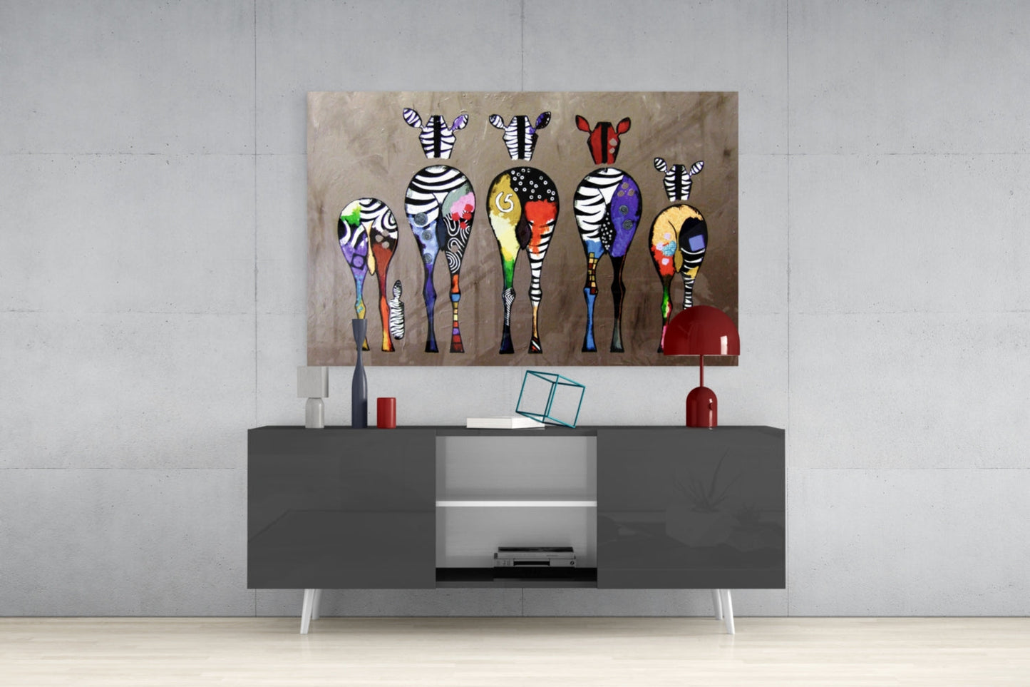 Colorful Pop Art Zebras Glass Wall Art