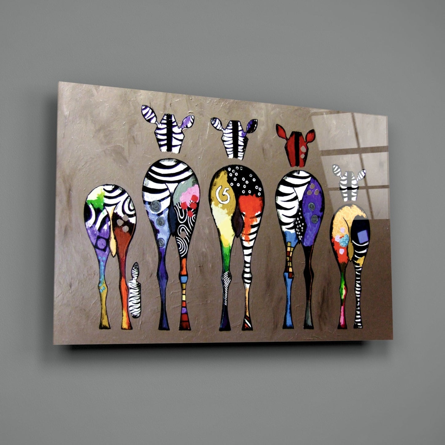 Colorful Pop Art Zebras Glass Wall Art