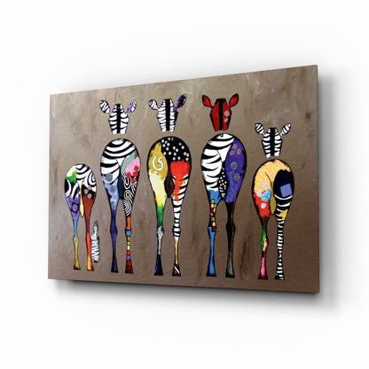 Colorful Pop Art Zebras Glass Wall Art