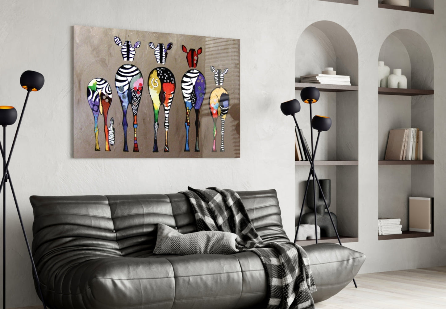 Colorful Pop Art Zebras Glass Wall Art