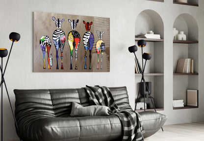 Colorful Pop Art Zebras Glass Wall Art