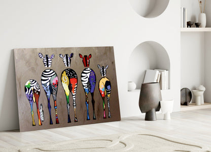 Colorful Pop Art Zebras Glass Wall Art