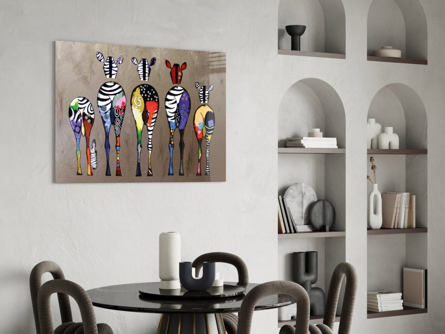 Colorful Pop Art Zebras Glass Wall Art