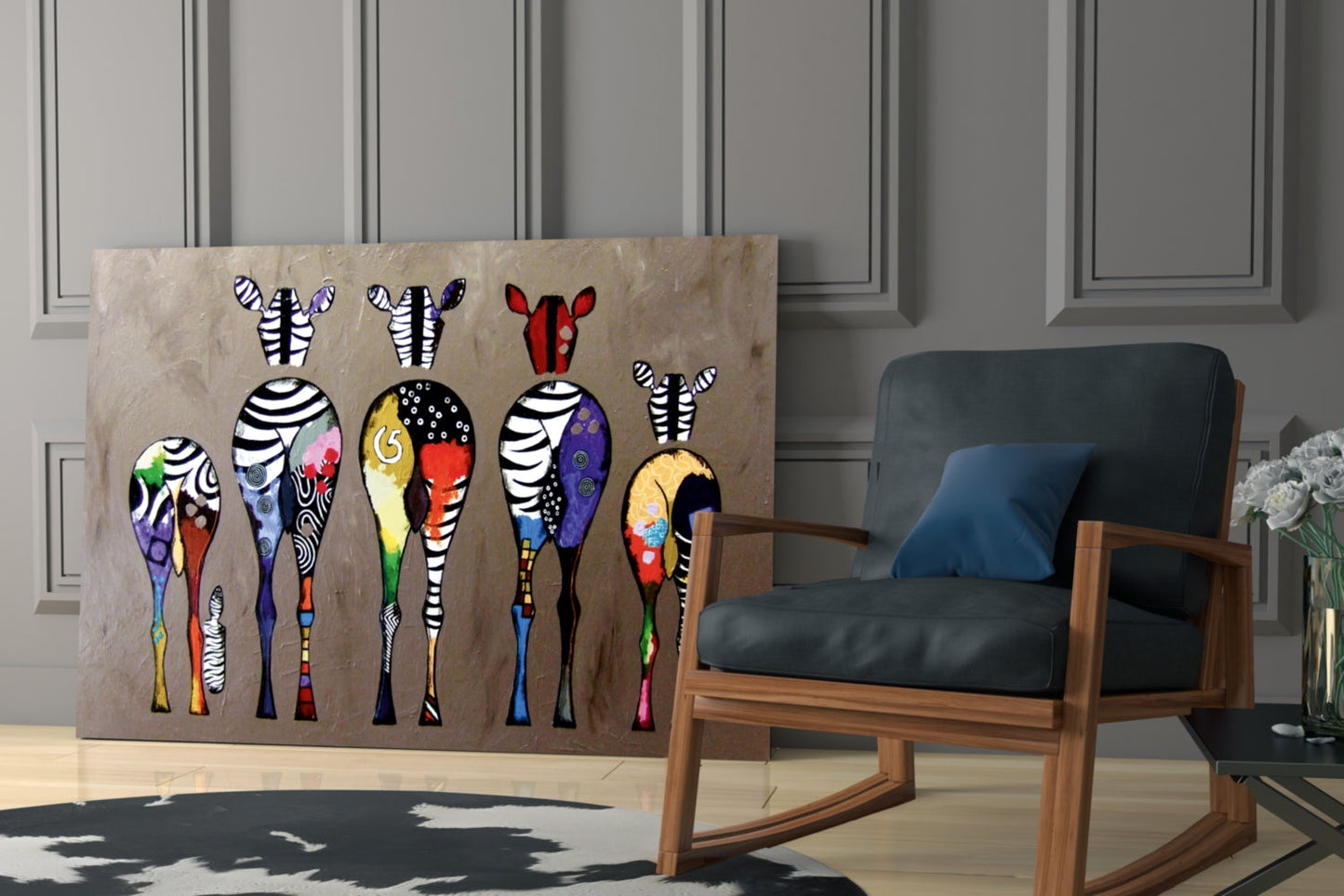 Colorful Pop Art Zebras Glass Wall Art